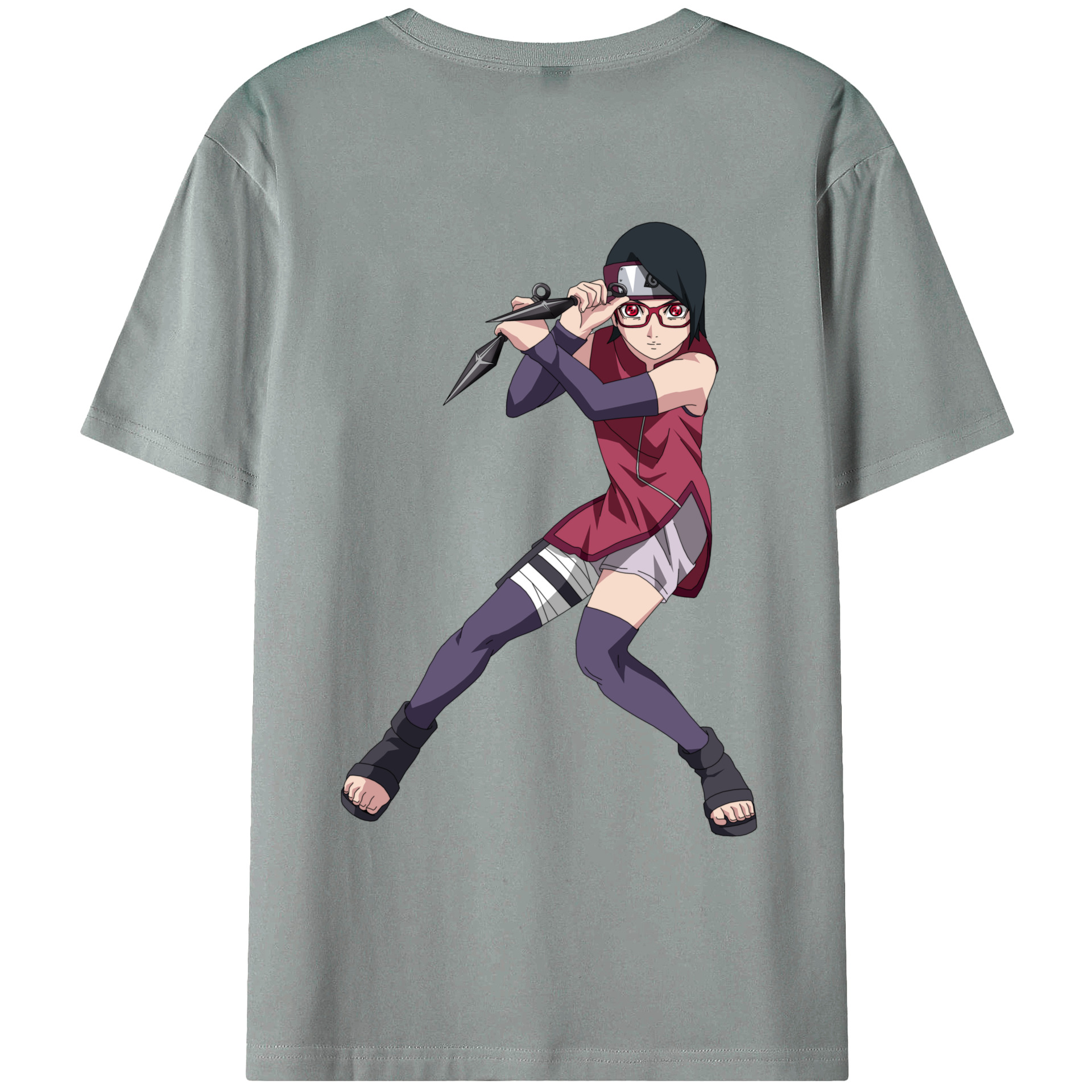 （画像用） NARUTO -ナルト- うちは サラダ Uchiha Sarada 綿100％ メンズ半袖Tシャツ（バックプリント） 通気性